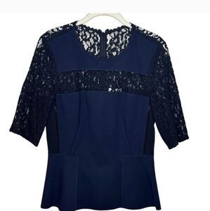 Rebecca Taylor Lace Peplum Top, Sz 6